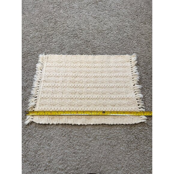 Handwoven Cotton Placemats Set Of 4 With Fringe Boho Diamond Natural Farmhouse - Picture 4 of 5